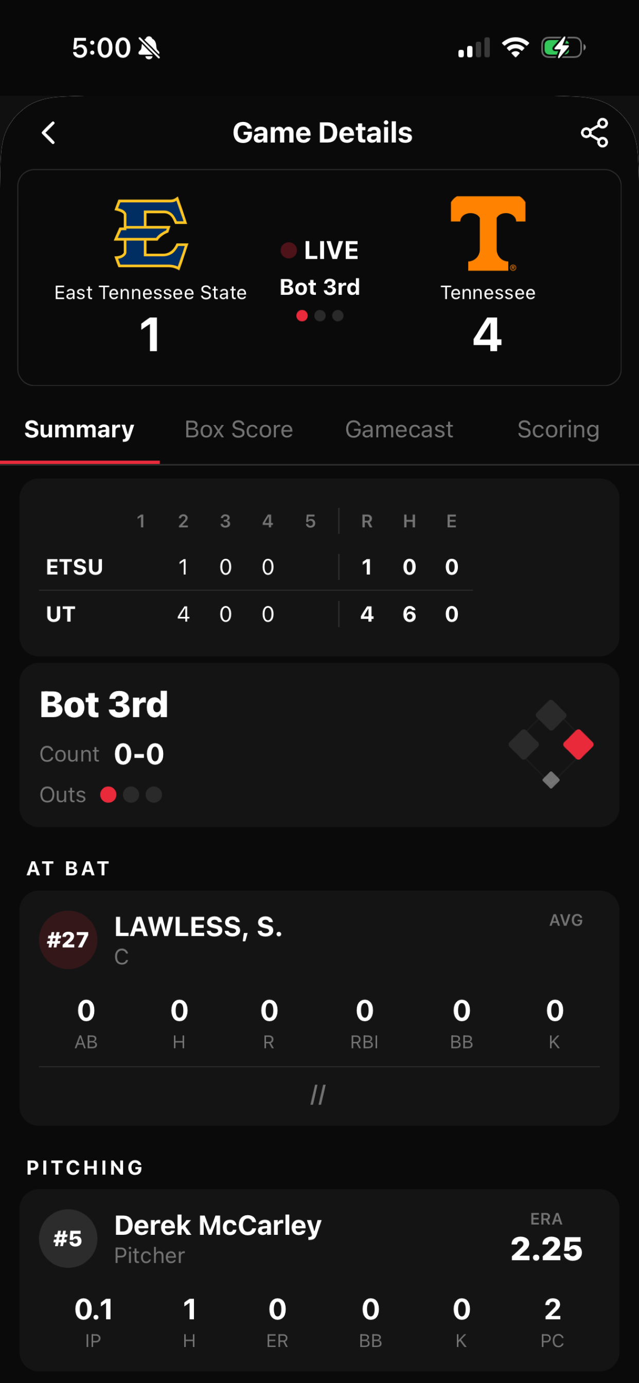 Live game center with key context